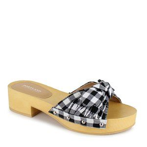 1002231New Women Clog Sandaals wooden bottom and cloth material
